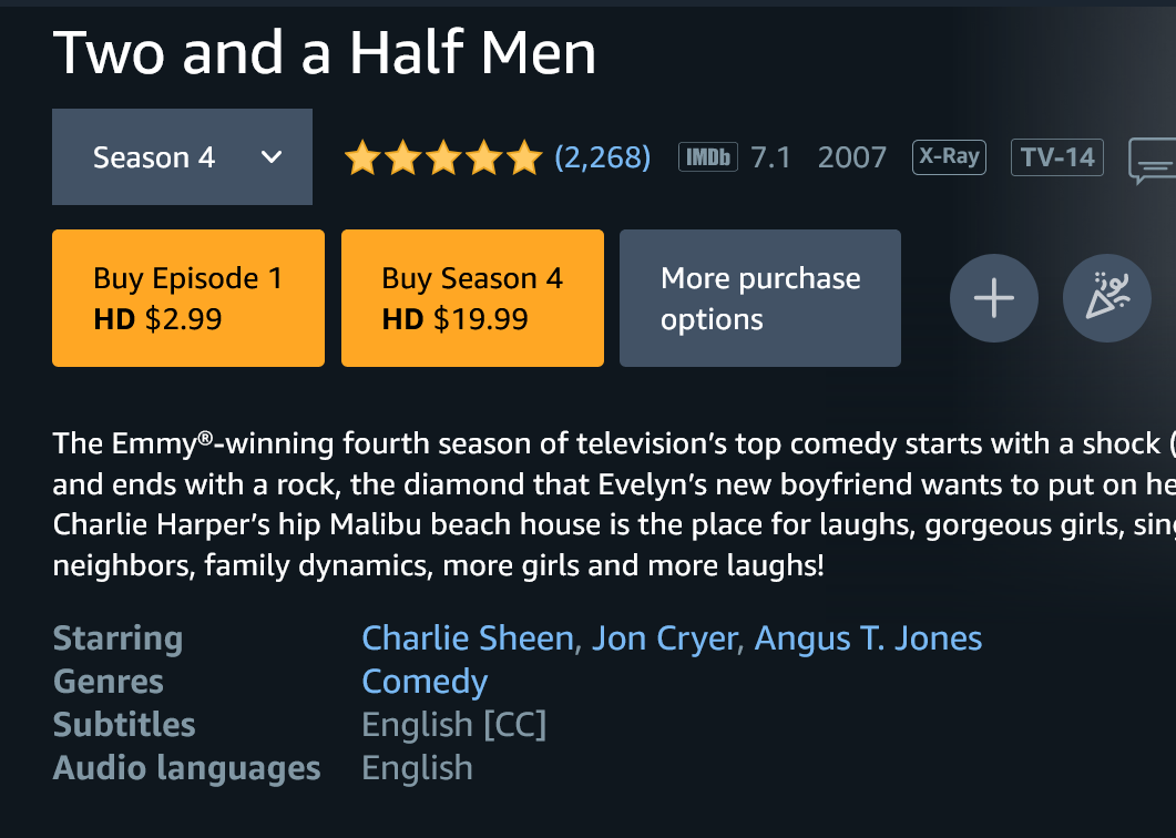 Amazon prime video two hot sale and a half men