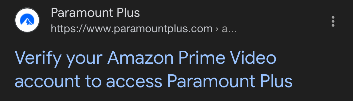 Why can I not link Amazon account to paramount plus so I can use 