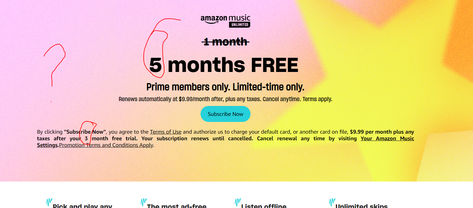 5 months free trial billing starts after 3 months?